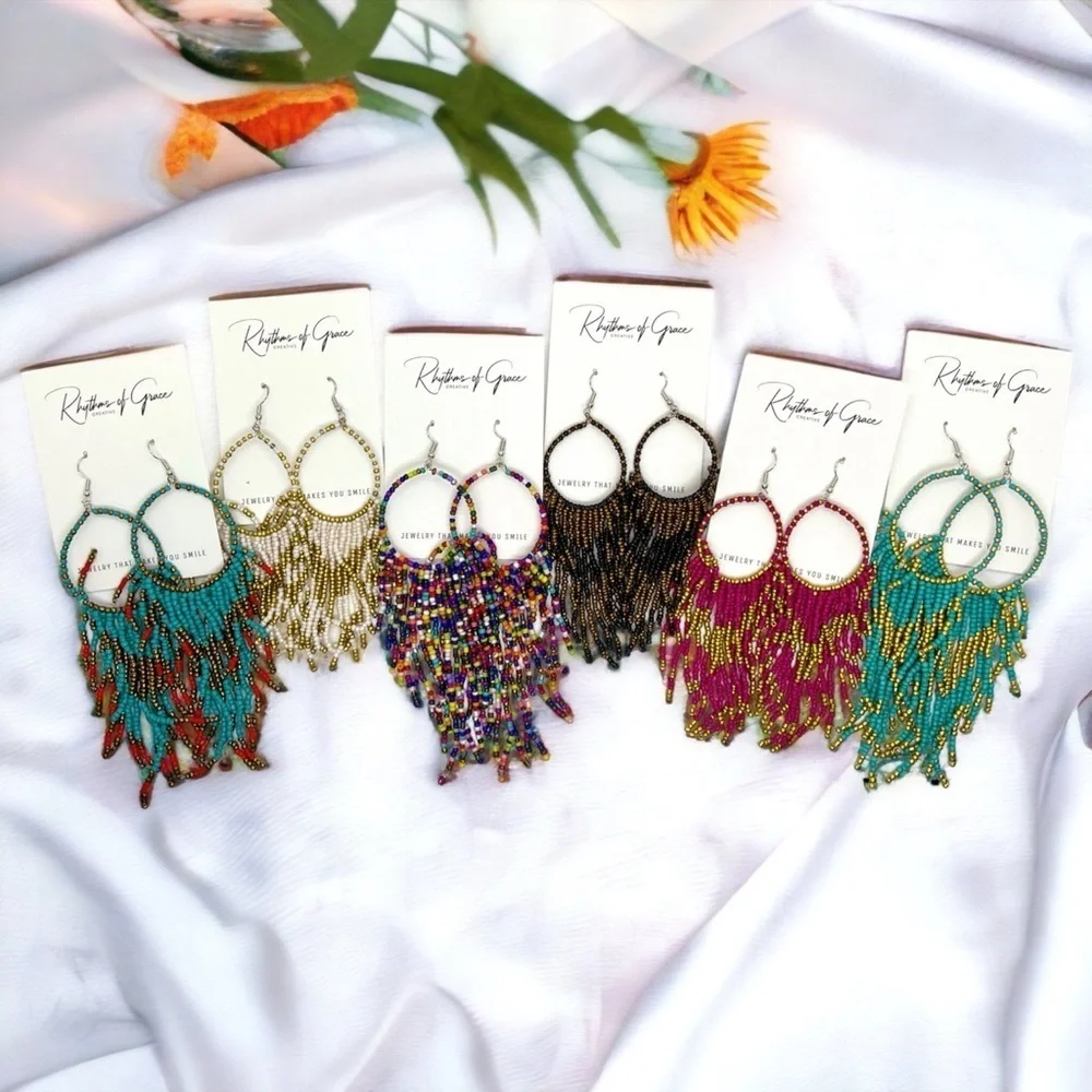 Boho Bliss: Teal & Gold Beaded Dangle Earrings to Dazzle Your Style! NWT